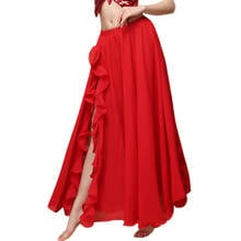 Vestido longo de dança do ventre, saia com fenda lateral de chiffon puro com babados, novo, 2019 2024 - compre barato