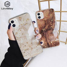 Lovebay Phone Case For iPhone 11 6 6s 7 8 Plus X XR XS Max Luxury Bling Gold Foil Marble Glitter Soft TPU For iPhone 11 Pro Max 2024 - купить недорого
