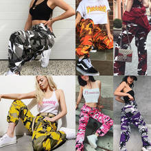 Женские модные камуфляжные брюки-карго, 6 цветов, с высокой талией, в стиле хип-хоп, военные армейские камуфляжные длинные брюки для девушек, хит продаж 2024 - купить недорого