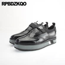 Sapatos masculinos luxuosos em couro verdadeiro, sapatos na moda preta com plataforma, plus size, genuínos, 11 peças casuais 2024 - compre barato
