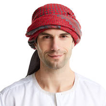 Sombrero árabe de Dubái para hombre musulmán, turbante de lana de algodón con estampado a cuadros islámico, bufanda musulmana tradicional, gorros de 140x140CM 2024 - compra barato