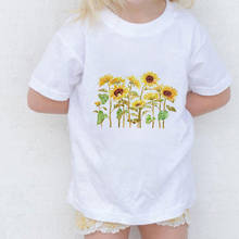 New Summer Birthday Tshirt Tops Surprise Retro Painting Sunflower Plant Printed Kids T Shirt For Boys 24M-9T Girls Shirt Kawaii 2024 - buy cheap