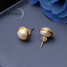 Wedding Real Natural Fresh Water Pearl Stud Earrings White Cute Stud Earring For Women Fine Jewelry 2024 - купить недорого