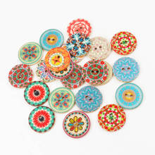 Mixed Round Flower Lace Pattern Wooden buttons Scrapbooking Crafts Handmade Home Decoration 25mm 20pcs MZ362 2024 - buy cheap