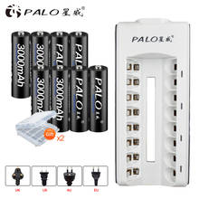 Palo 8 slots display led inteligente carregador de bateria para aa/aaa bateria recarregável + ni-mh 1.2 v aaa/aa baterias de bateria recarregável 2024 - compre barato