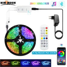 Tira de luces LED resistente al agua, cinta de diodo Flexible con música, Bluetooth y control remoto, DC12V, SMD3528 RGB 5m 10m 2024 - compra barato