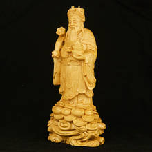 Самшита 20 см Бог богатства скульптурные фигуры статуя Feng Shui твердой древесины Lucky Будды богатая коллекция домашний декор 2024 - купить недорого