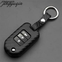 jingyuqin 2/3 Button Carbon Silicone Car Key Fob Pocket Cover Case For Honda Civic CR-V Accord Jade Crider Odyssey 2015- 2018 2024 - buy cheap