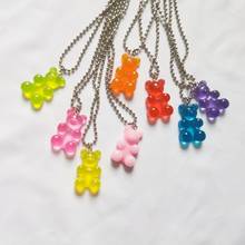 Cute Girl Candy Color Little Bear Pendant Necklace For Women Beads Chain Bear Necklace Female Jewelry Wedding Party Friends Gift 2024 - buy cheap