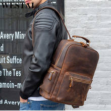 WESTAL male backpack crazyhorse leather laptop backpack for men travel daypack vintage schoolbag portable designer rucksack 8873 2024 - buy cheap