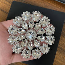 Aplique de diamantes de imitación de Strass blanco, flor redonda para coser, diamantes de imitación de cristal, base plateada y dorada para bolsos de vestir de fiesta DIY, zapatos 2024 - compra barato