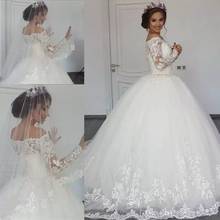 Angel sbridep-vestido de noiva, manga comprida, aplique de luxo, cauda, arábia saudita, baile de casamento 2024 - compre barato