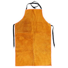 Full Cowhide Leather Electric Welding Apron Bib Blacksmith Apron Yellow Electric Welding Safety Clothing 2024 - buy cheap