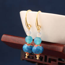 fashion Antique court cloisonne earrings vintage blue enamel drop earrings for women and girl jewelry серьги 2024 - buy cheap