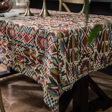 Mantel geométrico de lino y algodón para comedor, cubierta de mesa Rectangular, Bohemia 2024 - compra barato