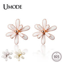 UMODE-pendientes de plata de ley 925 con forma de flor para mujer, joyería fina con cierre de tuerca, Color oro rosa, para fiesta, citas, ULE0707 2024 - compra barato