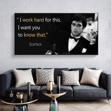 Pintura em tela scarface filme citações cartaz extraordinária parede arte impressão tony montana retrato imagem da parede para sala de estar 2024 - compre barato