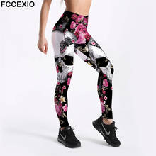 Fccexio leggings feminino com estampa digital 3d, leggings de alta qualidade com estampa floral, de cintura alta, fina, plus size 2024 - compre barato