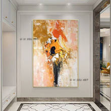 Pintura a óleo abstrata feita à mão 100%, moderna, colorida, minimalista, tamanho grande, arte de parede, decorativa para sala de estar 2024 - compre barato