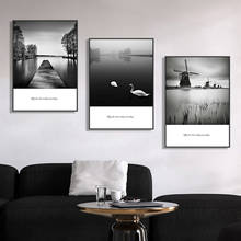 Nordic Style Minimalist Painting Black And White Bridge Wall Art Poster Canvas Painting Landscape Pictures For Living Room 2024 - buy cheap