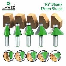 Lavie 1pc 12mm 1/2 "shank chanfer roteador bit 11.25 15 22.5 30 45 graus fresa para máquina de madeira mc03232 2024 - compre barato