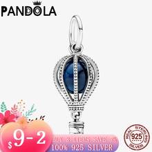 2021 Sale Real 925 Sterling Silver Blue  Air Balloon Travel Beads Fit Original Pandora Bracelets DIY Jewelry Making For Women 2024 - buy cheap