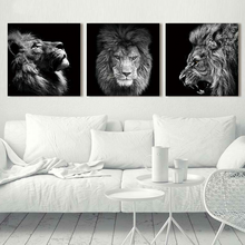 Современные черно-белые львы, холст, художественные картины, настенные постеры и принты, животные, картины для гостиной, Декор 2024 - купить недорого