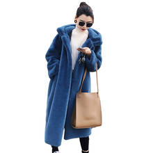 New Winter Thick Mink Fur Women Warm Plush Coat Ladies Long Parka Hooded Overcoat Female's 2021 Imitation Velvet Fur Coat XS-XL 2024 - buy cheap