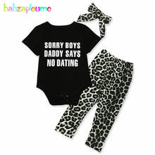 2020 Spring Summer Newborn Clothing Set Fashion Letter Baby Girls Bodysuit+Leopard Print Pants+Headband Infant Clothes BC1611-1 2024 - buy cheap
