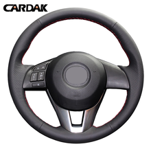 CARDAK DIY Hand-stitched Black Artificial leather Steering Wheel Cover for Mazda CX-5 CX5 Atenza 2014 New Mazda 3 CX-3 2016 2024 - buy cheap