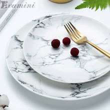 Nordic Marble Texture Ceramics Fruit Dessert Tray Marble Plates 10-inch Western Steak Dish 2024 - buy cheap
