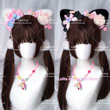 Soft Girl Lovely Cat's Paw Lolita Bow Bell Plush Cat's Ear KC Hair Hoop Anime Cosplay Maid Headband Handmade Hair Accessories 2024 - buy cheap