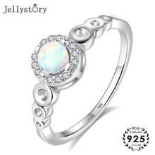 Jellystory-Anillo de Plata de Ley 925 con forma redonda de ópalo, joyería de piedras preciosas de circonita para mujer, regalo de boda al por mayor 2024 - compra barato