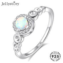 Jellystory Fashion 925 Sterling Silver Ring with Round Shape Opal Zircon Gemstone Jewelry Rings for Women Wedding Gift wholesale 2024 - buy cheap