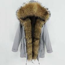 2020 novas Mulheres Inverno Longo Parka Big Natural Raccoon Fur Com Capuz Streetwear faux fur forro Destacável parka quente 2024 - compre barato