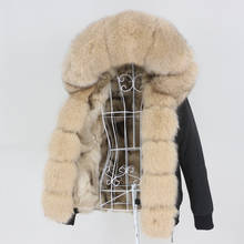 MENINA BONITA 2021 Bomber Waterproof Parka Winter Jacket Women Real Fox Fur Coat Natural Fox Raccoon Fur Collar Hood Removable 2024 - buy cheap