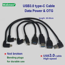 WAKEWO elbow type-C USB3.0 Cable bending OTG High speed 30cm short for phone huawei samsung xiaomi 2024 - buy cheap