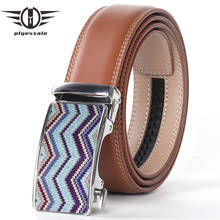 Plyesxale-cinturones de diseñador para hombre, cinturón de cuero con hebilla automática, color marrón, de alta calidad, B53, 2021 2024 - compra barato
