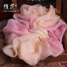 100% R100% Real Silk Scarf Women Pink Luxury Brand 2020 Natural Hangzhou  Solid Neckerchief Scarf Silk Foulard Beach Covering 2024 - buy cheap