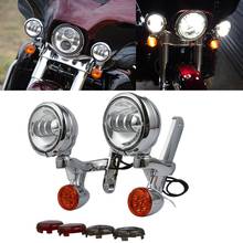 Motorcycle Auxiliary Turn Signal LED Spot Fog Light Housing Bracket For Harley Street Electra Glide Road King FLHX FLHXXX 94-20 2024 - buy cheap