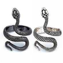 Цельнокроеное Европейское новое ретро-кольцо в стиле панк с увеличенным духом змеи, модное индивидуальное регулируемое кольцо, ювелирное изделие 2024 - купить недорого