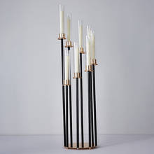 Candelabros de metal com 8 cabeças, suporte de velas para mesa de casamento, decoração de festa com chumbo de estrada im806 2024 - compre barato