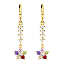 Fashion Women Multicolor Colorful CZ Cubic Zirconia Flower Drop Dangle Earrings Jewelry 2024 - buy cheap