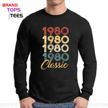Fashion Born in 1980 T-shirt Father's Birth day Thanksgiving Gift Tee Tops Classic Retro 80s Long Sleeves Clothing 2024 - buy cheap