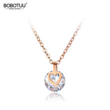 BOBOTUU Titanium Stainless Steel CZ Crystal Choker Necklaces Jewelry Trendy Heart Charm Pendant Necklace For Women BN20021 2024 - buy cheap