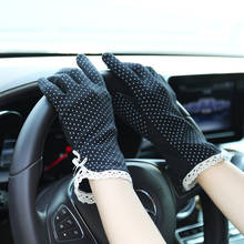 Women's Fashion Cotton Summer Gloves Lace Patchwork Gloves Anti-skid Sun Protection Driving Short Thin Gloves Dot women gloves 2024 - buy cheap