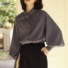 2021 Autumn Cotton Lantern Long Sleeve Blouse Women Casual Plus Size Button Cardigan Women Shirt Elegant Solid Ladies Tops 10471 2024 - buy cheap