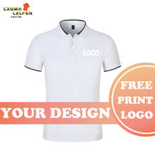 Camisa polo de manga curta com estampa de logotipo personalizada, 7 cores para homens e mulheres no verão, pode usar camisa diy com lapela casual, texto de marca diy 2024 - compre barato