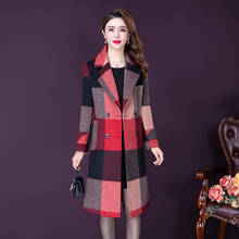Plaid cashmere coat women's mid-length high-end fashion woolen temperament outerwear 2024 - buy cheap