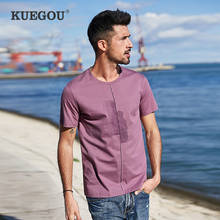 Kuegou 2022 verão algodão liso branco t camisa dos homens tshirt marca camiseta de manga curta camisa para roupas de moda masculina topo 1776 2024 - compre barato